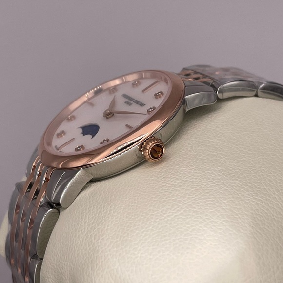Frédérique Constant Slimline Moonphase White Mother of Pearl Women’s Watch - Picture 3 of 7